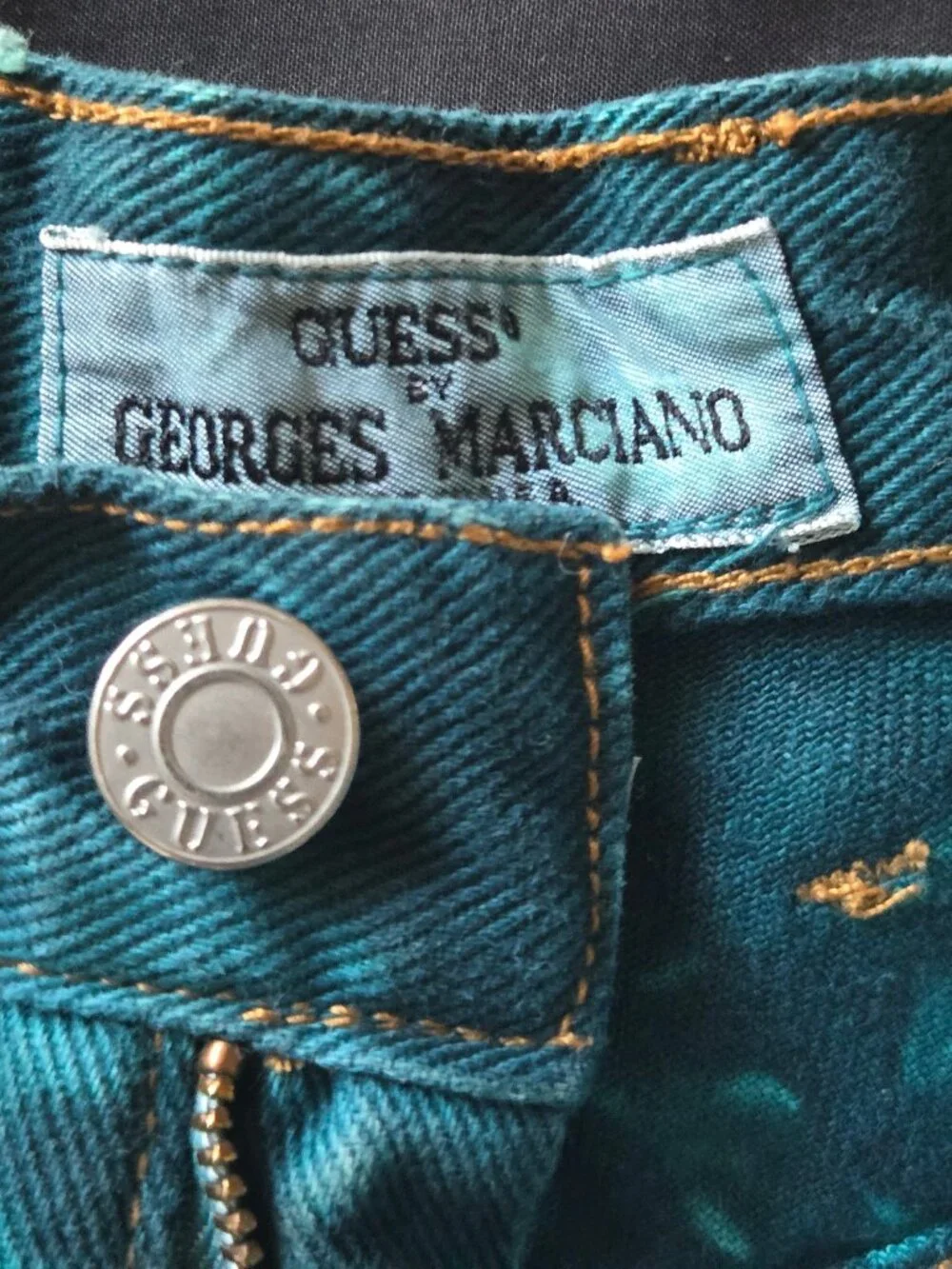 Vintage Guess by Georges Marciano Tie‑Dye Denim Shorts